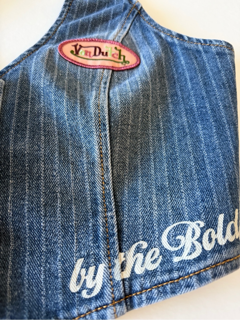 Von Dutch Blue Denim Halter Crop Top - Picture 4 of 7